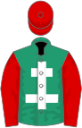 Emerald green, white cross of lorraine, red sleeves and cap