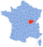 Posizion del dipartiment Saône-et-Loire in de la Francia