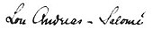signature de Lou Andreas-Salomé