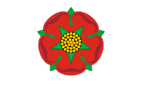 Unofficial version of the Lancashire flag with a white background, commonly used before the adoption of the current version.