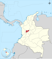 Locator map of Caldas Department in Colombia.