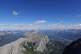 East End of Rundle, Canmore and Rocky mountain.jpg