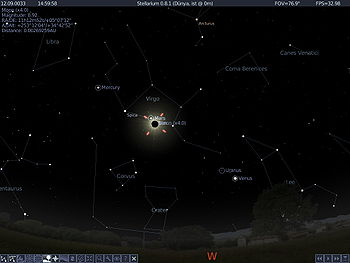 Konstellation während der Sonnenfinsternis vom 12. September 33