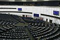 The inside of the Louise Weiss building of the European Parliament in Strasbourg.