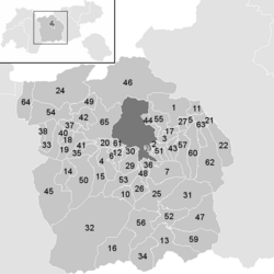 Lage der Gemeinde Bezirk Innsbruck-Land im Bezirk Innsbruck-Land (anklickbare Karte)