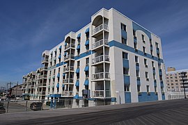 Building on Long Beach boardwalk