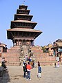 Nyatapola Tempelj stoji v Bhaktapurju, Nepal, zgrajen med letoma 1701 in 1702