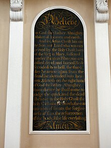 photo of a painted panel contains the Apostle's creed