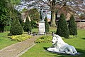 Sacred Heart statue with lion