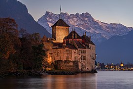 001 Chateau de Chillon and Dents du Midi Photo by Giles Laurent