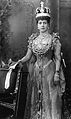 Queen Alexandra wearing the crown in a formal coronation photograph, 1902