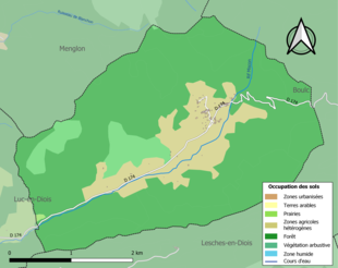 Carte en couleurs présentant l'occupation des sols.