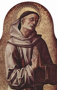 Disque orné par Carlo Crivelli, anneau en perspective pour saint Dominique, disques en perspective par Masaccio.
