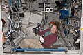 Sandra Magnus, Expedition 18 flight engineer, works in the Columbus laboratory of the International Space Station.