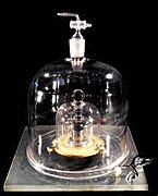 International Prototype of the Kilogram (IPK) maintained by the General Conference on Weights and Measures (GCPM) and the International Committee for Weights and Measures (CIPM).jpg