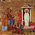 De opwekking van Lazarus, scène uit een iconostase. 12e eeuw, Sint Katharina klooster, Sinaï - Egypte