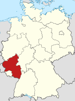 Tyskland med Land Rheinland-Pfalz markerat.