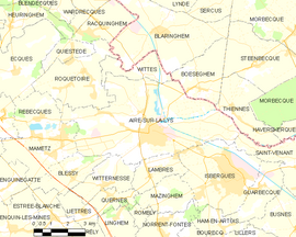 Mapa obce Aire-sur-la-Lys