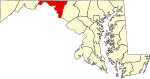 Mapa de Maryland con la ubicación del condado de Washington