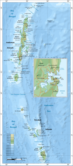 Mapa de las Illas Andaman e Nicobar
