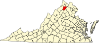 ウォーレン郡の位置を示したバージニア州の地図