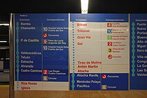 Panel de estaciones con modificaciones por obras