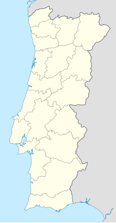 Mapa konturowa Portugalii, u góry znajduje się punkt z opisem „Queiriga”