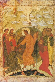 ישו הצלוב קם לתחייה; איקונין רוסי מן המאה ה-16