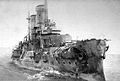 The Russian battleship Slawa, crippled by German gunfire and sinking off Ösel, Baltic Sea, October 1917.