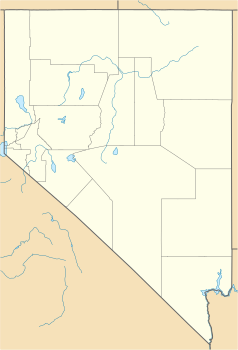 Mapa konturowa Nevady, po lewej nieco u góry znajduje się punkt z opisem „Silver Springs”