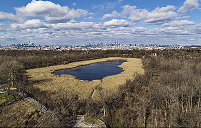 Aerial photograph of the Ridgewood Reservoir