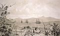 Ladje v pristanišču Akaroa nekje v začetku 19. stoletja