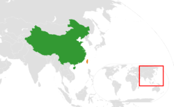 ChinaとTaiwanの位置を示した地図