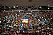 Interior na configuração para basquetebol