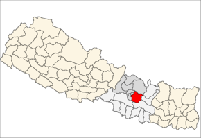 Kavrepalanchok District i Bagmati Zone (grå) i Central Development Region (grå + lysegrå)