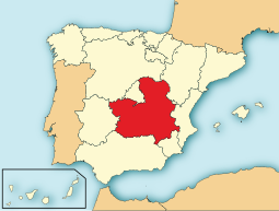 Ligging van Castilië-La Mancha in Spanje