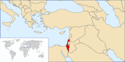 Mapa ng Gitnang Silangan at Israel (pula)