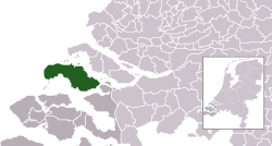 Highlighted position of Schouwen-Duiveland in a municipal map of Zeeland