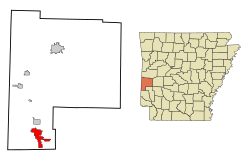 Location in Polk County and the state of آرکانزاس