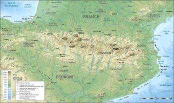 Carte topographique des Pyrénées. (image vectorielle)