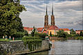 Deutsch: Ansicht der Domkirche aus dem Oder-Ufer English: View across Oder River to the cathedral Polski: Widok na katedrę zza Odry Esperanto: vido trans Odron al la katedralo