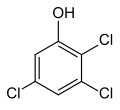 Structuurformule van 2,3,5-trichloorfenol