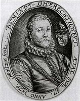 Portrait of Adriaen van Swieten 1579. engraving. 7.8 × 5.8 cm (3 × 2.2 in). Various collections.