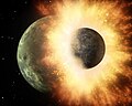 Image 63Artist's impression of the enormous collision that probably formed the Moon (from History of Earth)