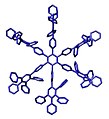 Primera generación de un dendrímero, un tipo especial de polímero que crece de forma fractal
