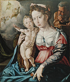 La Sainte Famille de Jan Cornelisz Vermeyen représente un Jésus à la musculature imposante
