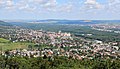 Klosterneuburg en la direkto al Kritzendorf kun Abatejo kaj Martenokirko