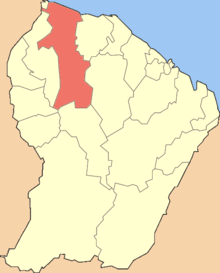 Location of the commune (in red) within French Guiana