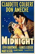 Thumbnail for File:Midnight (1939 film one-sheet poster).jpg