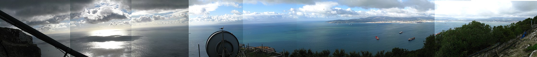 Panoramic view of the adjacent harbour and sea from the Spur Battery